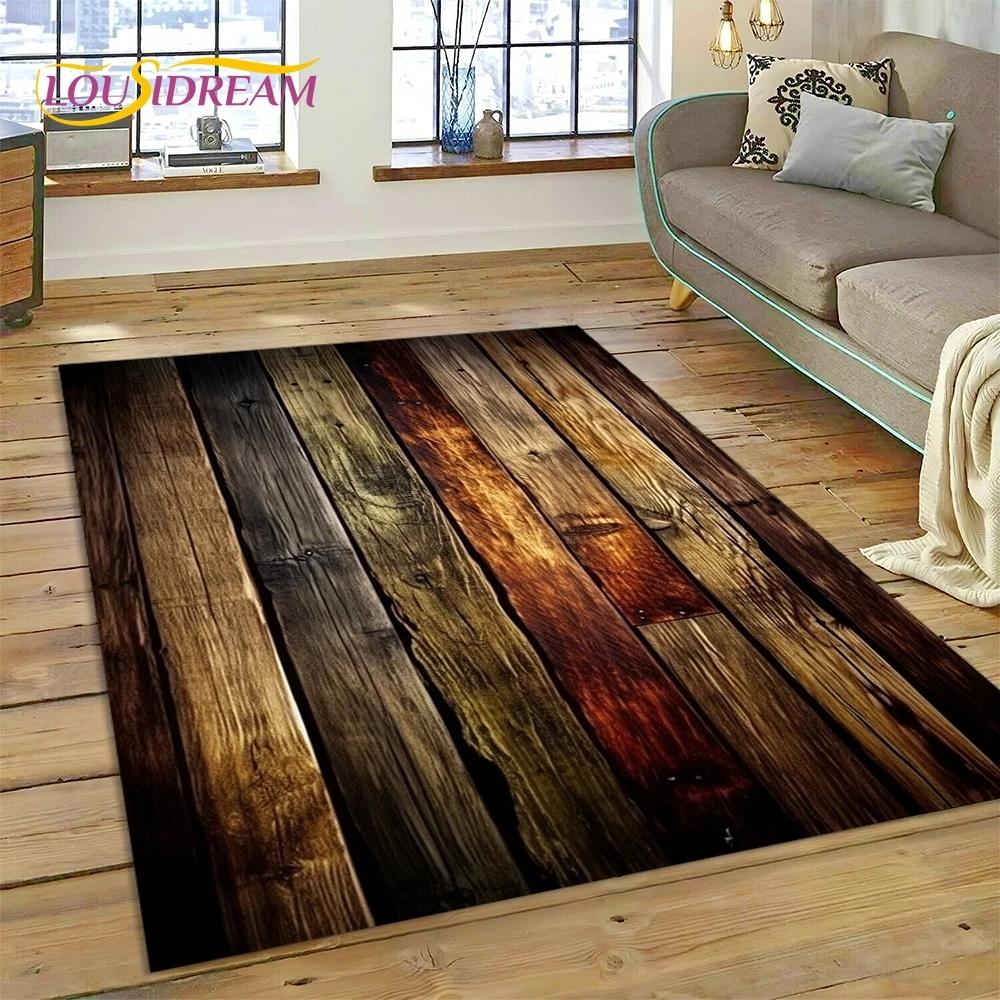 Color 3D Wood Grain Lines Carpet Rug for Bedroom Living Room Home Sofa Decoration,Children Game Large Decor Floor Mat Non-slip