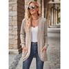 Solid Color Cardigan, Versatile Long Sleeve Pocket Cardigan, Spring and Fall Cardigan, Women's Clothing