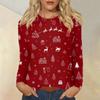 Women's Fashion Casual Christmas Printed Round Neck Long Sleeve Pullover Top