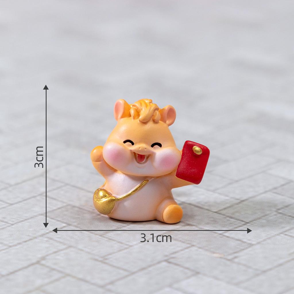 Lucky Mini Horse 2026 New Year Decor Cute Pony Car Interior Decorations Cartoon Resin Miniature Desktop Ornaments Home Decor