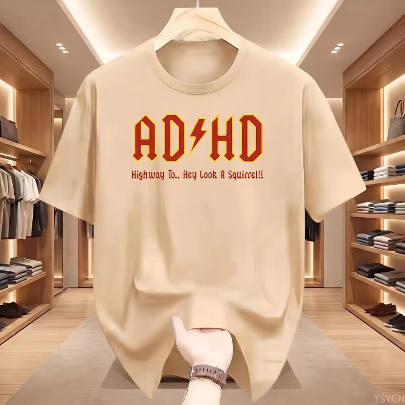 Funny T Shirt ADHD Highway T-shirt Heavy Metal Rock Style Printed Tshirt Cotton Short Sleeve Round Oversized Unisex Harajuku high quality