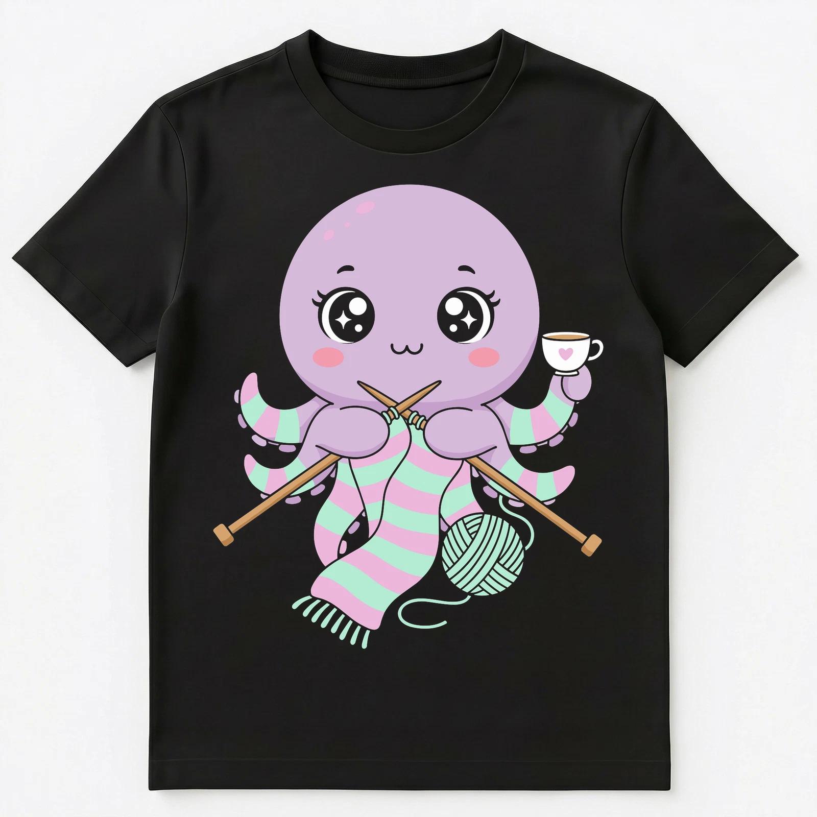 

Knitting Lover Cute Octopus Crafting Hobbies Unisex T-Shirt 4XL