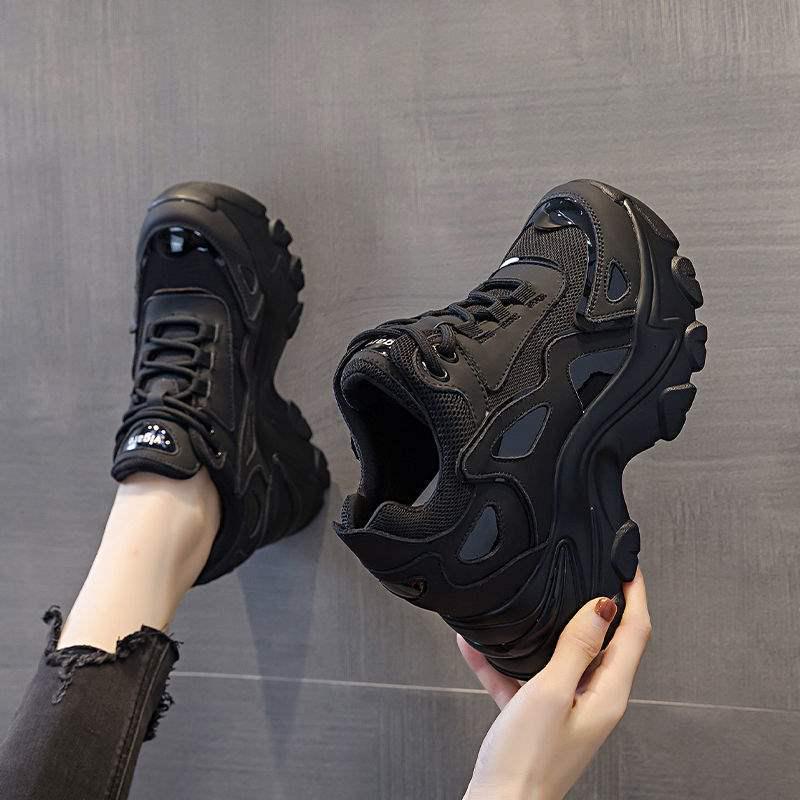 Damen 2025 Vielseitige Schlankmachende Sportliche Dad-Schuhe - Schwarz, 8cm, Kleine Größe