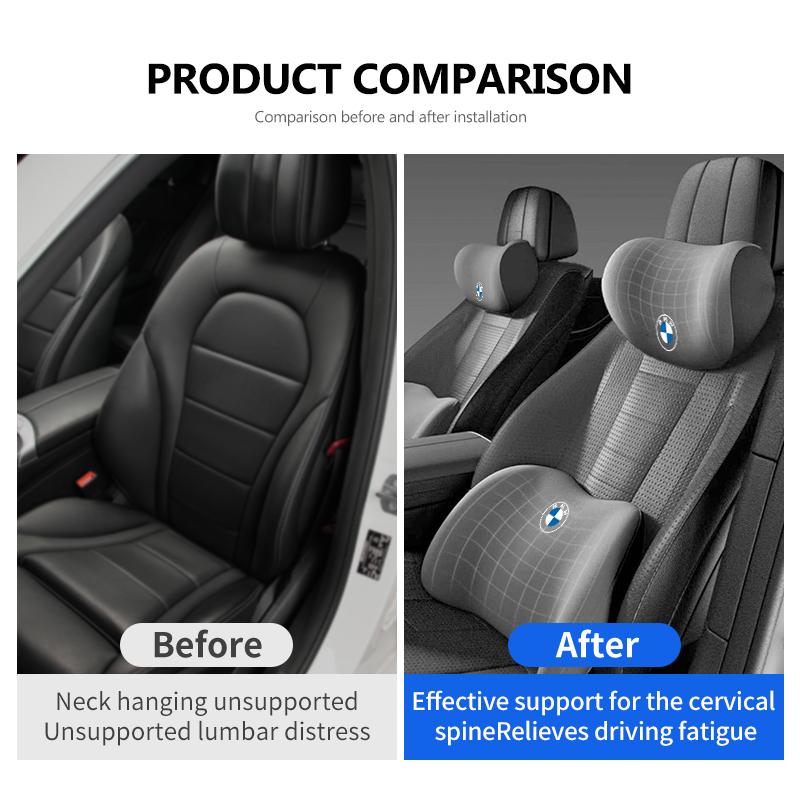 WCHT7 For BMW Car Lumbar Back Support Headrest Neck Pillow Car Seat Cushion X3 X5 M5 M3 E46 E90 E60 F10 E39 F30 E36 G30 E87 E70
