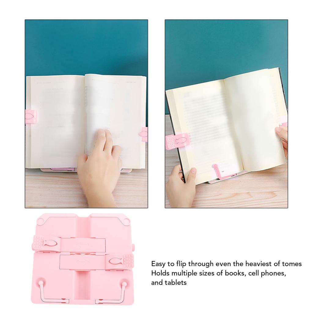 Book Stand for Kids Angle Adjustment Desktop Reading Adjustable Book Clip Stand Book Holder Pink