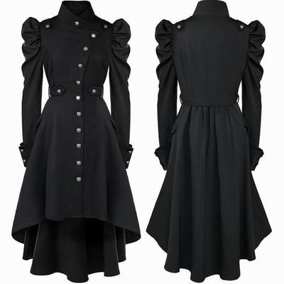 Hot-Selling Halloween Costume Cross-Border Style Stand-Collar Slim-Fit British Style Sheep's Hoof Sleeve Mid-Length Trench Coat for Women