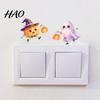 PVC Wall Decals Halloween Pumpkin Ghost Switch Sticker, Cartoon Light Self-Adhesive Panel Stickers Decoration Decal for Living Room Bedroom