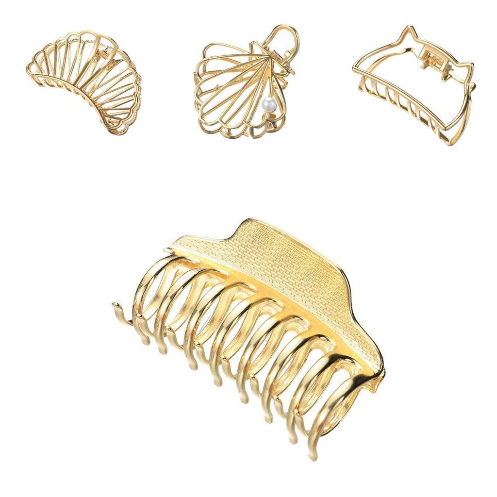 Fashionable Gold Metal Hair Claw Clips Chic Headwear For Daily And Special Events