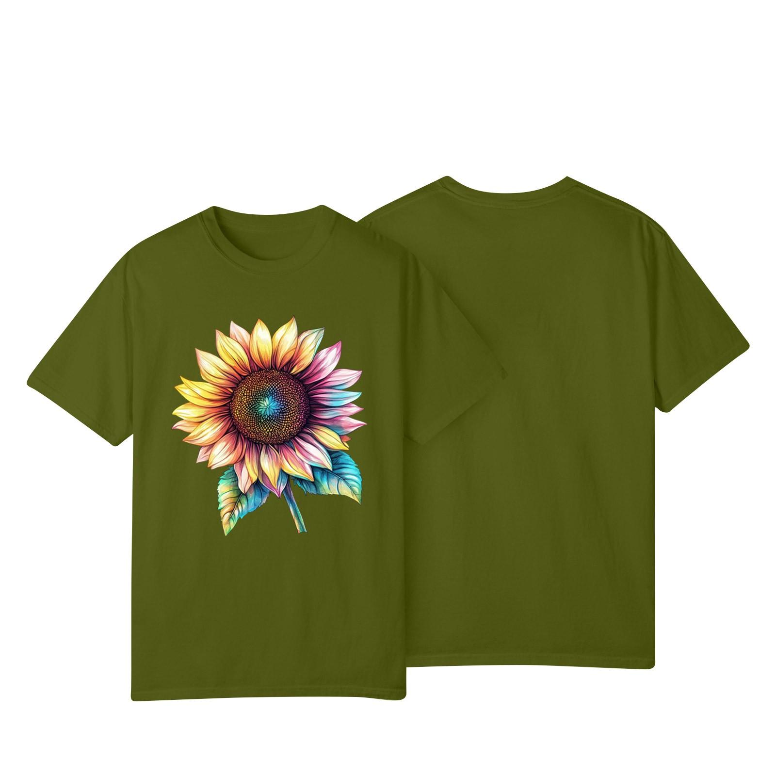 

Женская повседневная футболка с принтом подсолнухов Street Slim Fit с коротким рукавом L армия зеленый