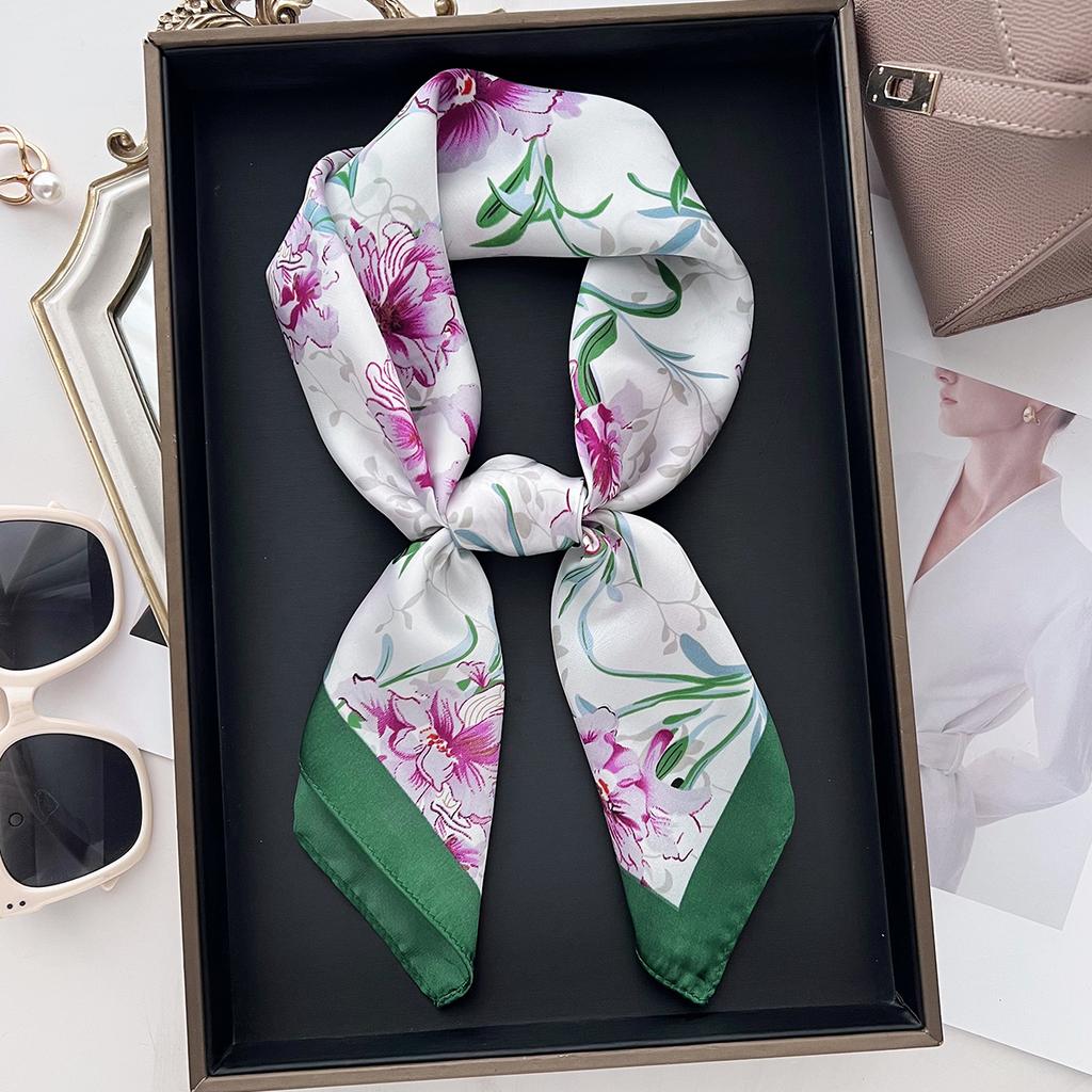 Luxury Print Square Silk Scarfs For Women Decorate Neck Ties Fashion 70*70Cm Kerchief Lady Summer Beach Hijab Female Neckerchief