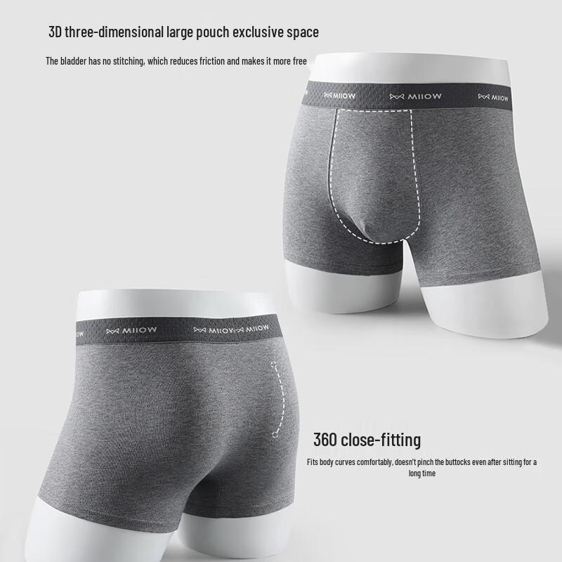 MaoRen Men's Pure Cotton Antibacterial Boxer Briefs