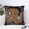 Black BBetty Boops Square Pillow Case Polyester Cushions for Sofa Casual Pillowcase