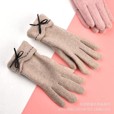 Gloves Winter Female Cute Fleece Warm Wool Gloves Thickened Outdoor Driving Riding Touch Screen Cashmere Gloves