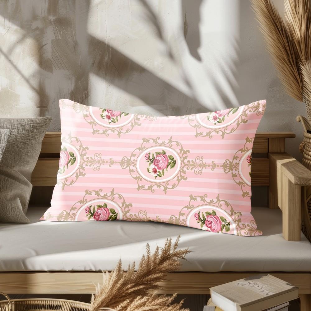 Home Decor Pink Floral Patterned Pillowcase Suitable For Sofa Bedroom Car Pillow Cover Cushion Rectangular Back Cushion