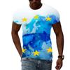 Summer Round Neck 3D Europe Flag Map Graphic Print Top Fashionable Casual Short Sleeved Men's T-shirts