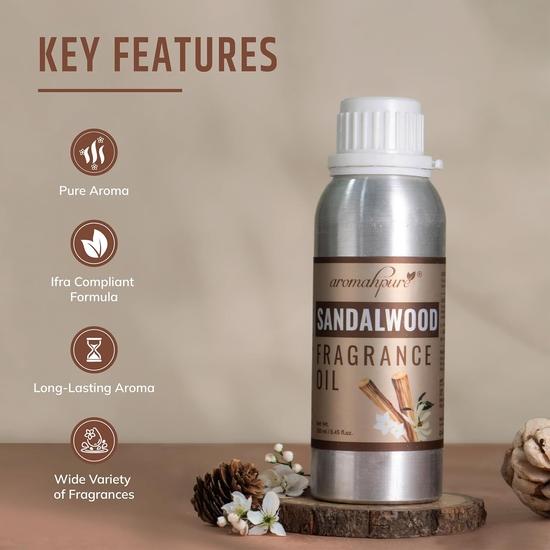 Aromahpure Sandalwood Aroma Oil | 250ml Undiluted & Natural | Long-Lasting Scent for Aromatherapy, Candle & Soap Making, Diffusers, Room Freshener