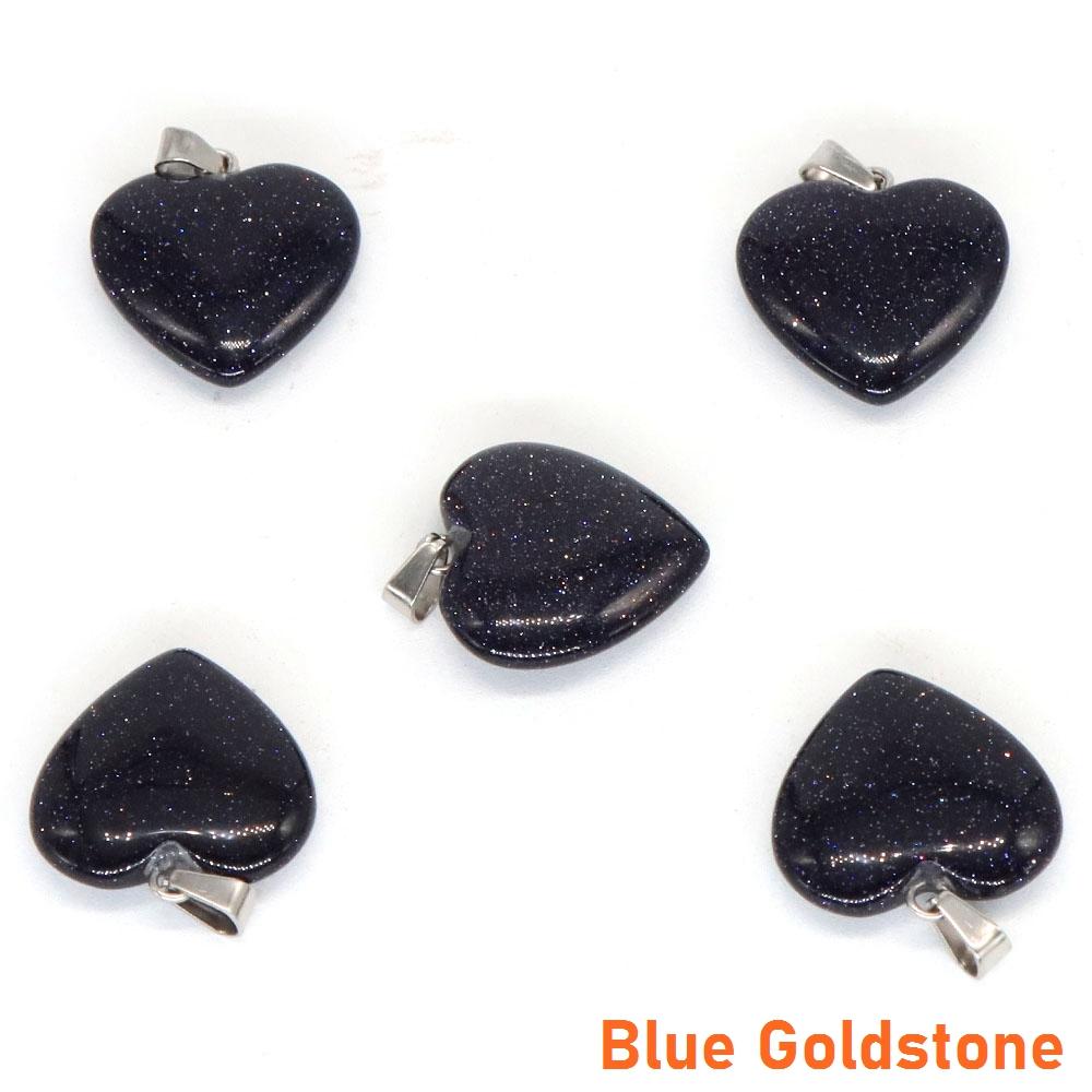 10PC/Set Love Heart Shaped Pendant Natural Stone Rose Quartz Crystal Turquoise Tiger Eye Aventurine Jewelry Making Necklace 20mm