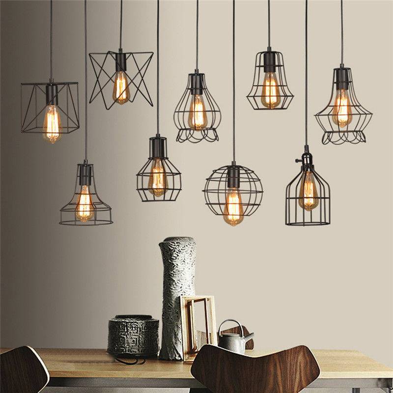 Chandelier Fashion Simple Retro Indoor Industrial Wind Bar Small Iron Lamps Cage