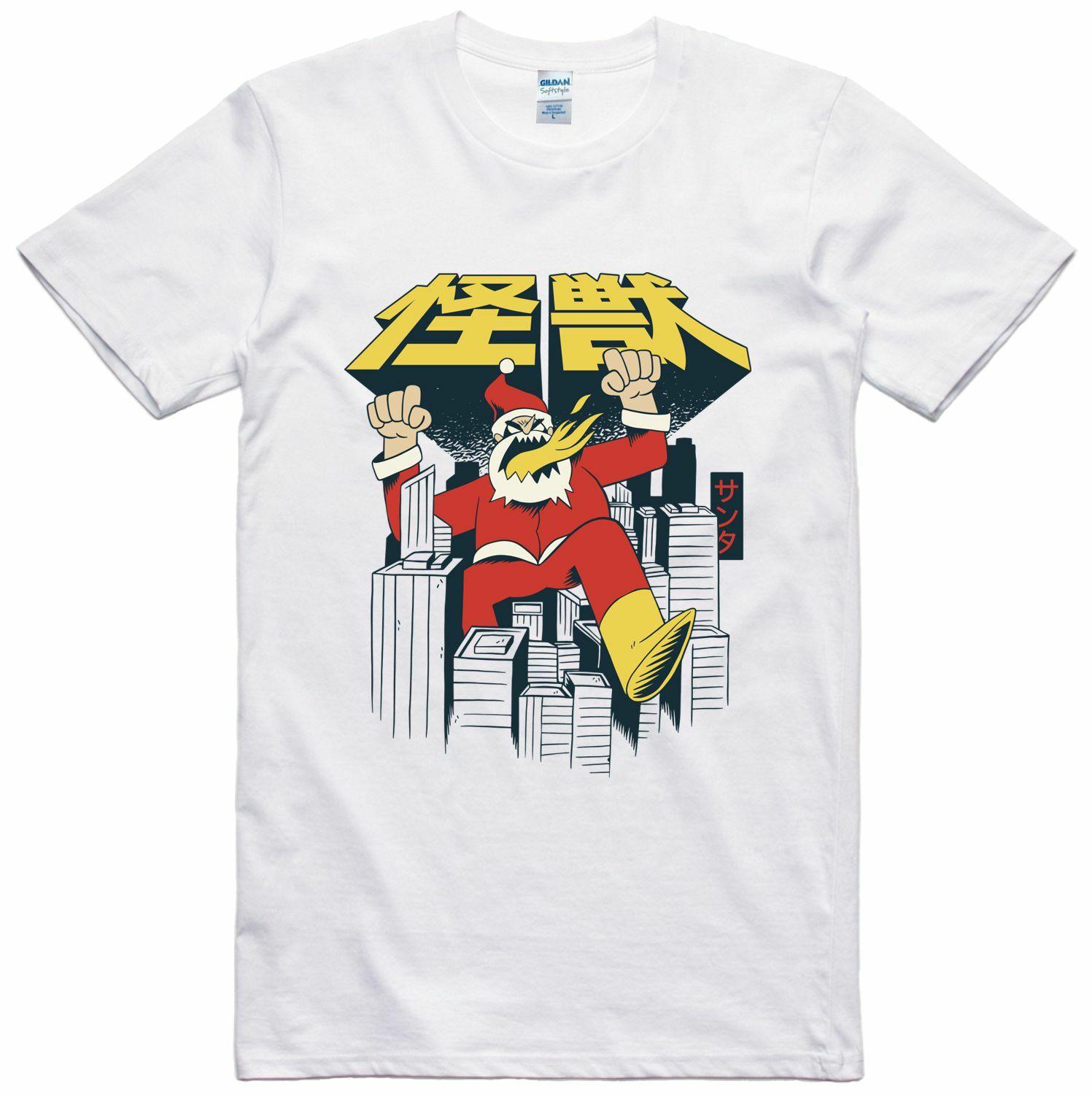 Christmas T Shirt Mens Santa Zilla X Mas Fantasy Design 100% Cotton Top S разноцветный