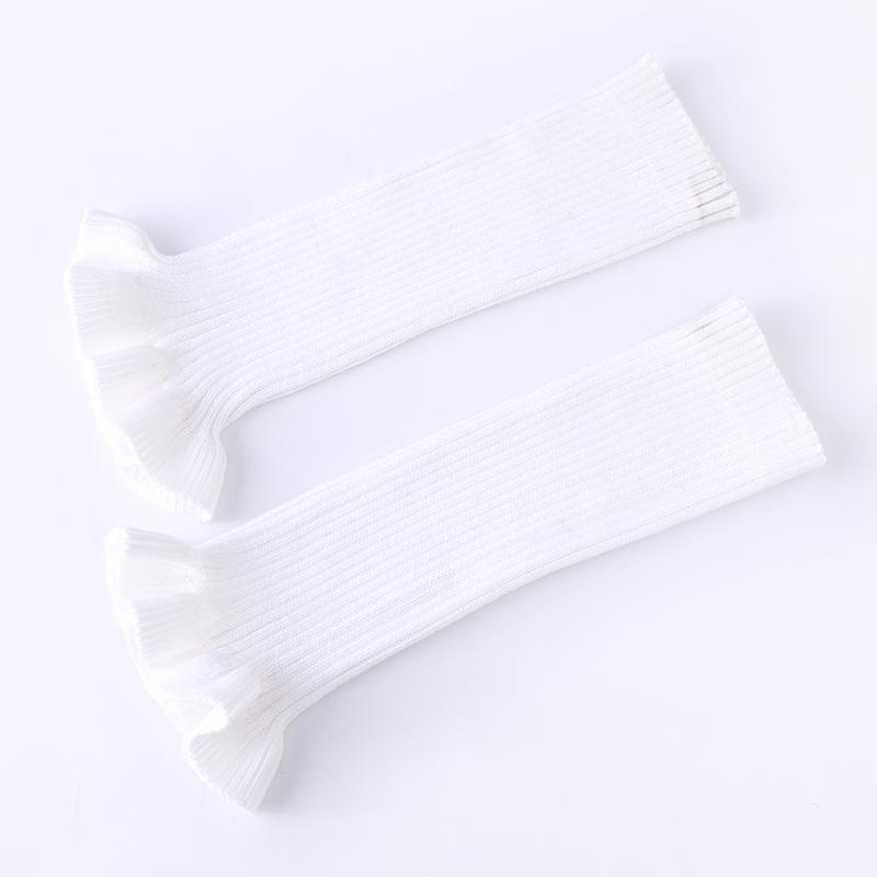 Autumn&Winter Solid Color Horn Knitted Stacked Stocking Women's Vertical Strip Warm Woolen Socks Cover Mushroom Lace Leg Cover