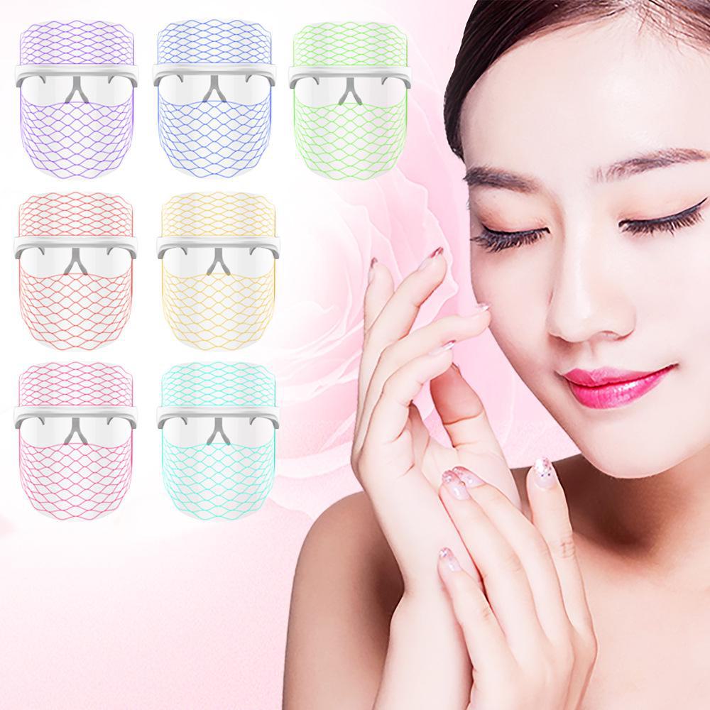 

7-Color Beauty Mask with Rechargeable Visual Spectrometer for Skin Rejuvenation net pattern; English gift box packaging