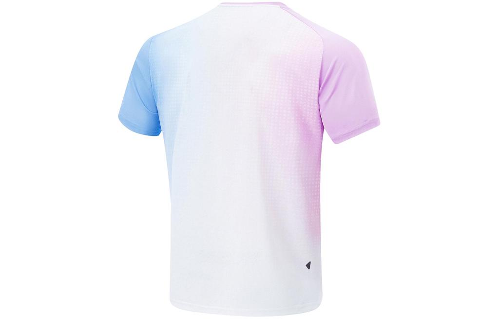 Li Ning Running Collection T Shirt Men's Standard White Fluorescent Sky Blue Rose Purple Full Base Print ATSU191-6