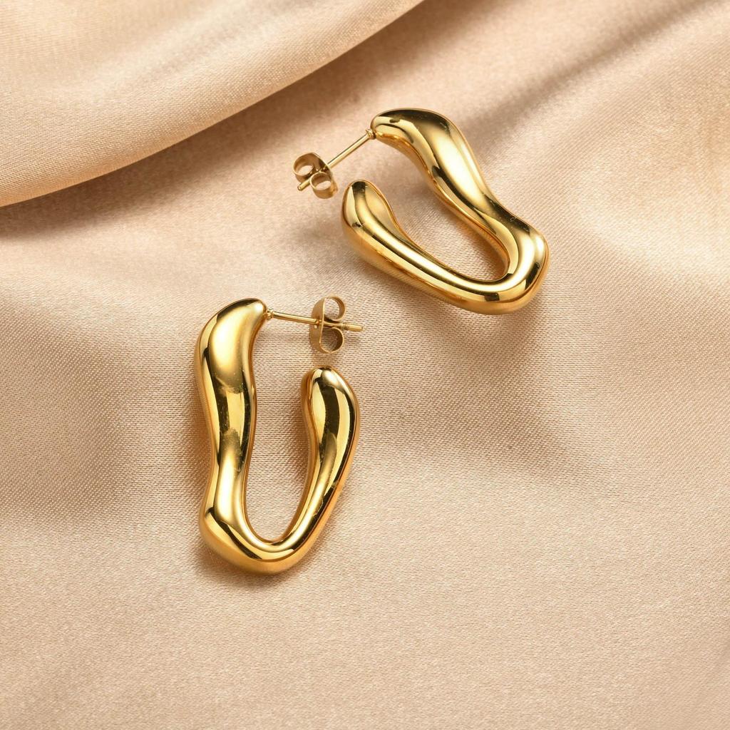 INS Style Irregular Hollow Stainless Steel Hoop Earrings: Lightweight, Layered, Perfect for Daily Wear and Parties.