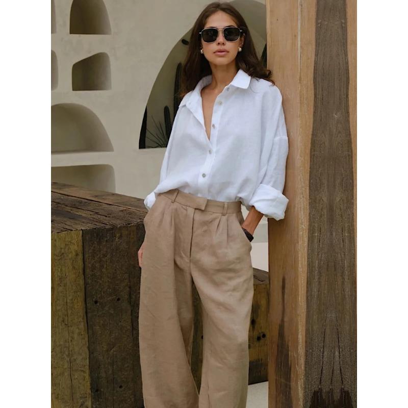 Spring Summer Loose Casual Women Shirts Female Fashion Office Long Sleeved Blouse Solid Color Lapel Buttons Simple Tops Ladies Clothing