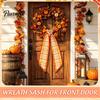 Festival Ribbon Sash Fall Scalloped Wreath for Front Door, 55 Inch Plaid Gingham Autumn Door Bows Thanksgiving Harvest Yard Porch Doorway Indoor