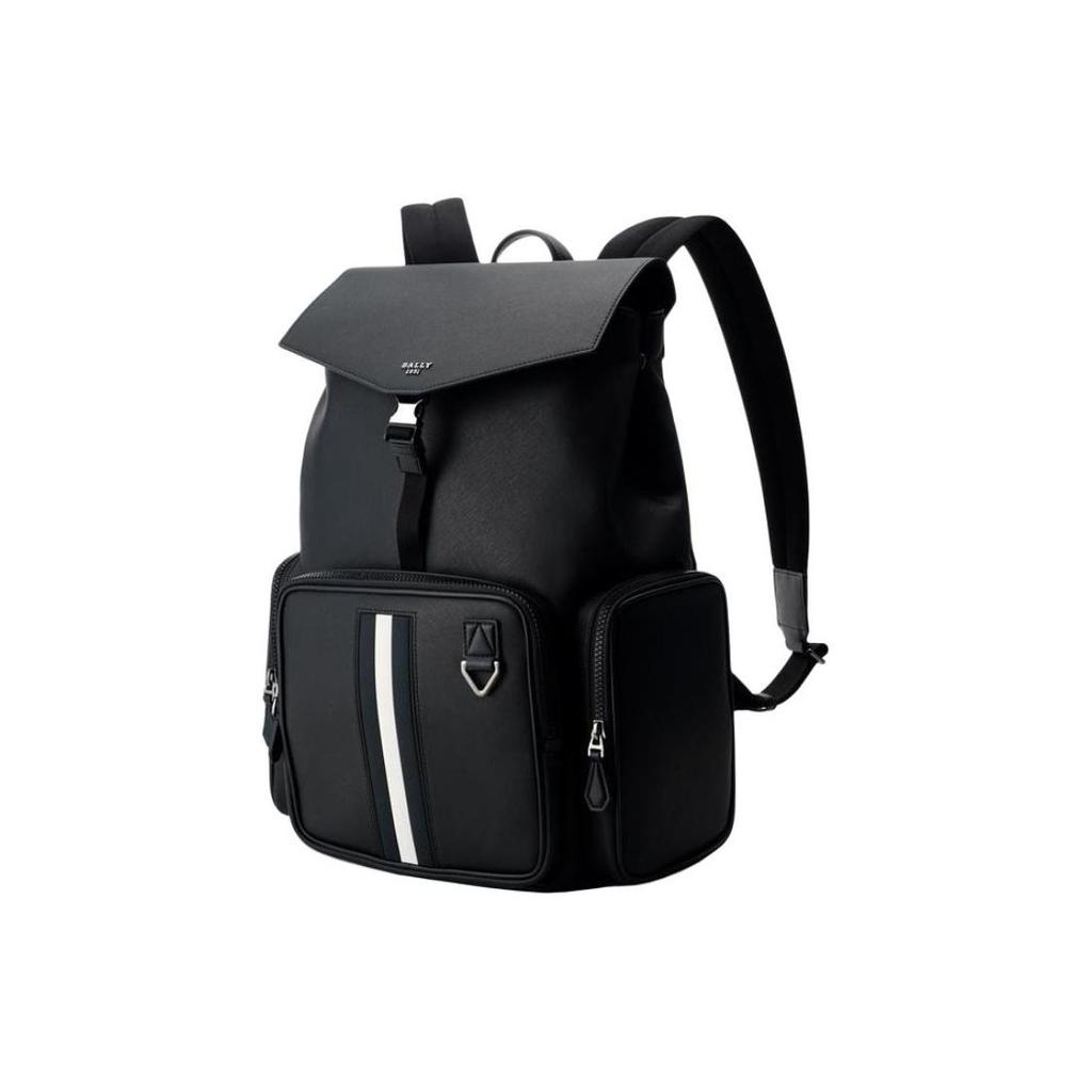 Bally Classic Stripe Leather Backpack Medium Men Backpacks Black 6238750