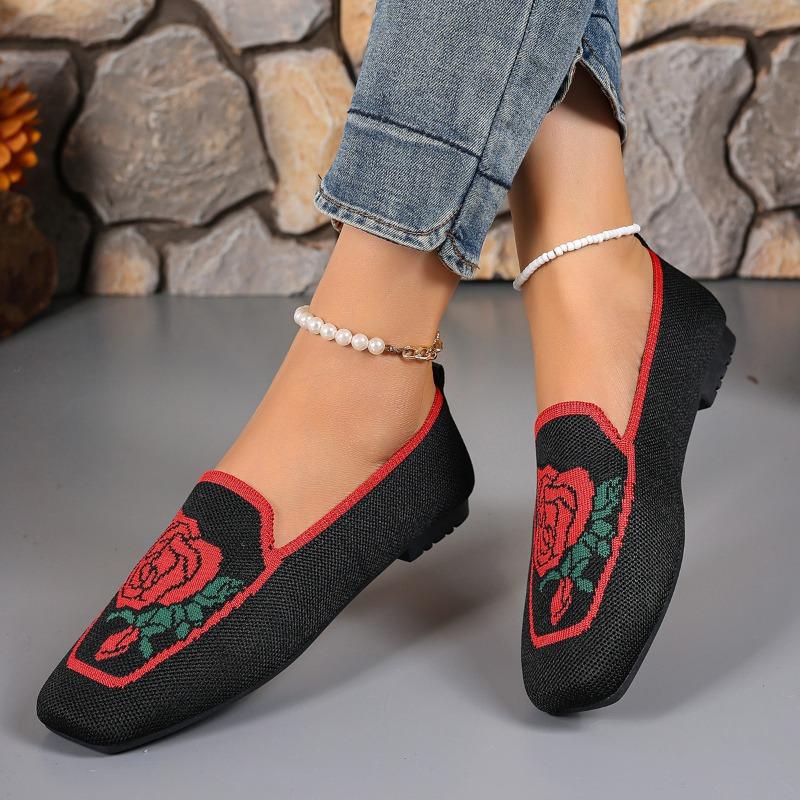 2025 New Flat Pumps Embroidered Breathable Work Shoes