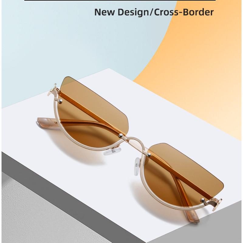 Nuevas gafas de sol de metal con forma de ojo de gato, color degradado, para mujer, decorativas, para vacaciones, exteriores, modernas, con protección UV400.