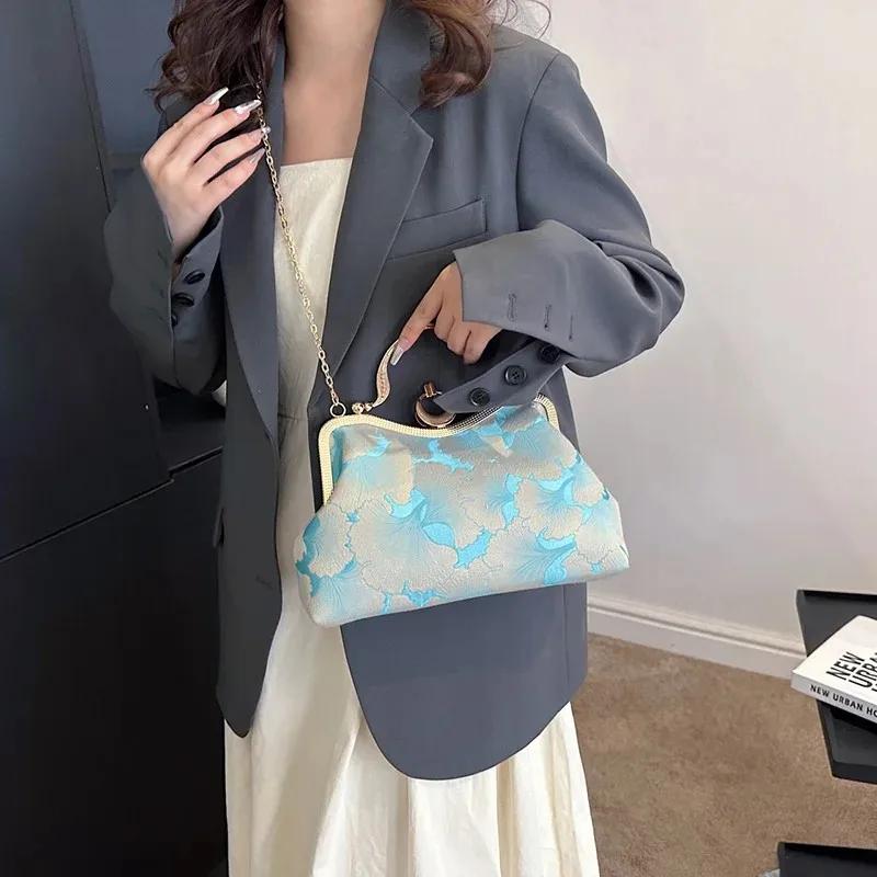 Luxusní květinový tištěný párty psaníčko pro ženy zelené kabelky dámské tašky přes rameno třpytivé krystaly messenger večeře designer