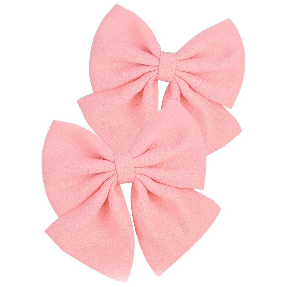 2 Pcs/lot Cute Solid Cotton Hair Bows With Clip For Girls Hair Clips Handmade Hairpins Barrettes Headwear Kids Hair Accessories