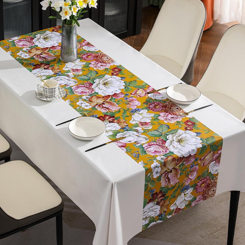 Flowers Like Brocade Pvc Tablecloth Waterproof, Oil-Proof And Anti-Scalding Coffee Table Cloth Tablecloth Yarn Fabric