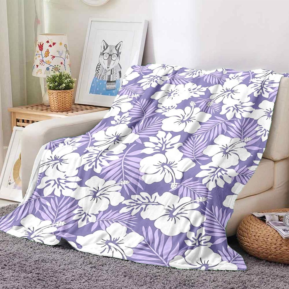 1pc Hawaiian-floral-pattern Blanket Warm, Cozy, And Soft, Suitable for Sofas, Beds, Cars, And Office Use.Perfect for Camping And Travel, Making It a G