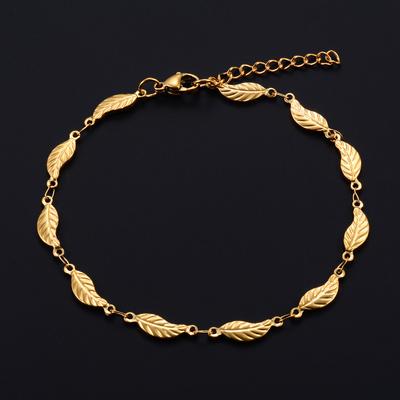4.8mm Unique Stainless Steel Leaf Bracelet Chain for Women Fashion Metal Jewelry Bangle Wristband Anklets Foot Ankle Hand Chain