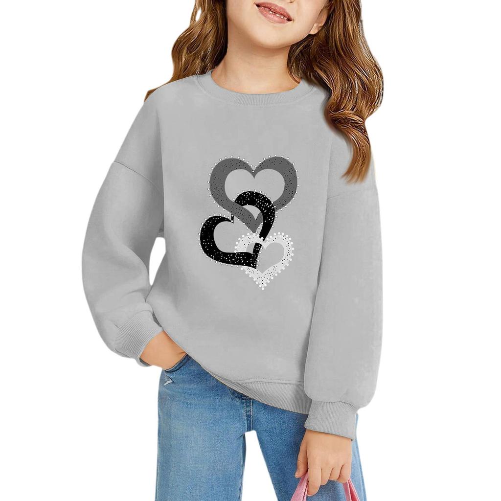 Mädchen Rundhals-Pullover für Kinder Bedruckte Baby-Oberteile Valentinstag