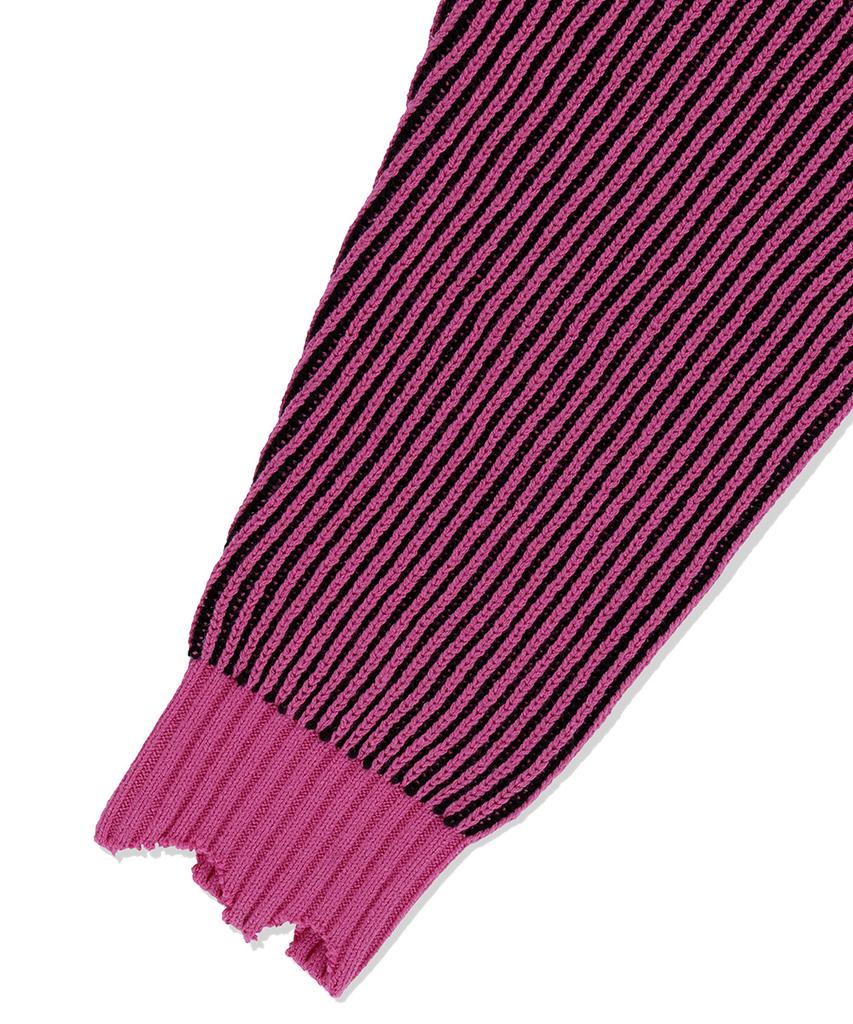 MAHAGRID Cutting Contrast Half Zip-Up Knit Pink(Mg2Efmk641A)