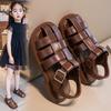 Girls' Sandals2026New Summer Fashionable Closed-Toe Children's Roman Sandals, Korean Style Soft Sole Trendy Princess Shoes