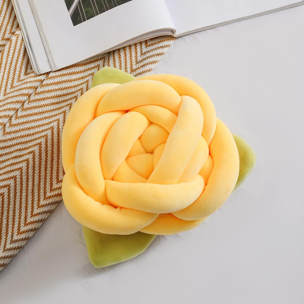 Knotted Pillow Sofa Cushion Camellia 3D Fabric Flower Pillow  Style Décor Accent Pillow for Home Living Room Elegance