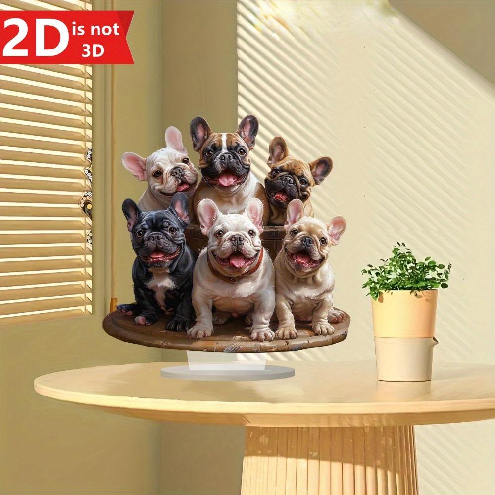 2D French Bulldog desktop decor for home and office. A versatile animal-themed ornament.