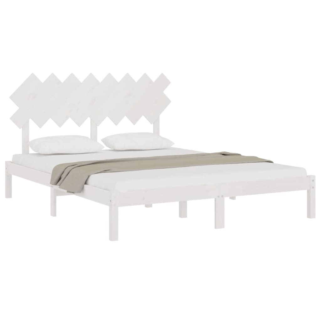 Solid Wood Bed White 160 X 200 Cm