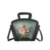 New Handmade Top Layer Cowhide Single Shoulder Crossbody Bag with Retro Flower Design Casual and Versatile Fan-shaped Bag