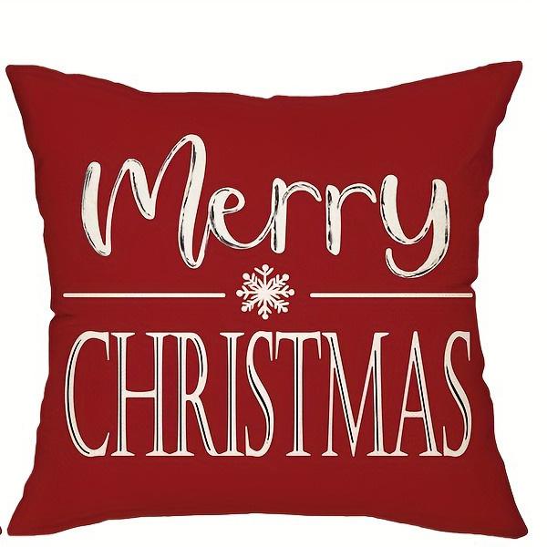 1pc/4pcs Christmas Red Pillowcases: Snowman, Merry Christmas, Love Bell, and Reindeer Designs! New Year Home Decoration