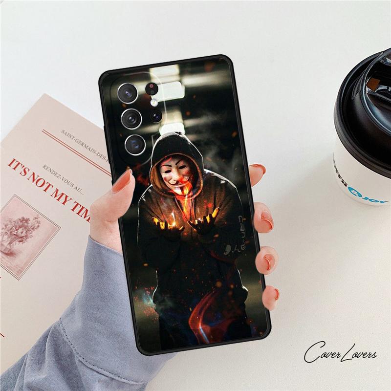 Hacker Anonymous phone case For Samsung Galaxy S24 S25 S23 S22 Ultra Note 10 20 Plus S20 S21 FE Cover