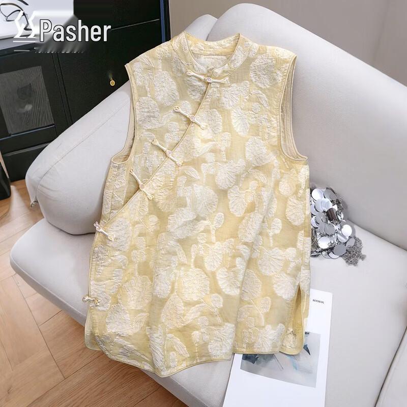 Women s New Chinese Style Jacquard Loose Stand Collar Shirt M