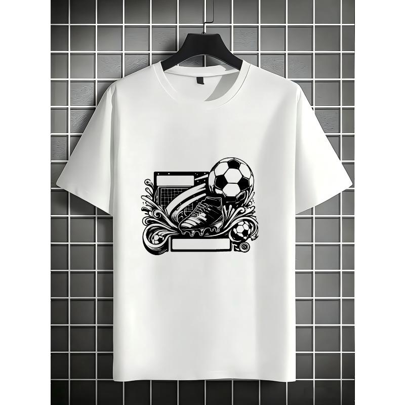 European Size Casual Sport Style Men'S T-Shirt Football Soccer Ball And Cleat Design Summer Wear for Sports Fans And Gifts