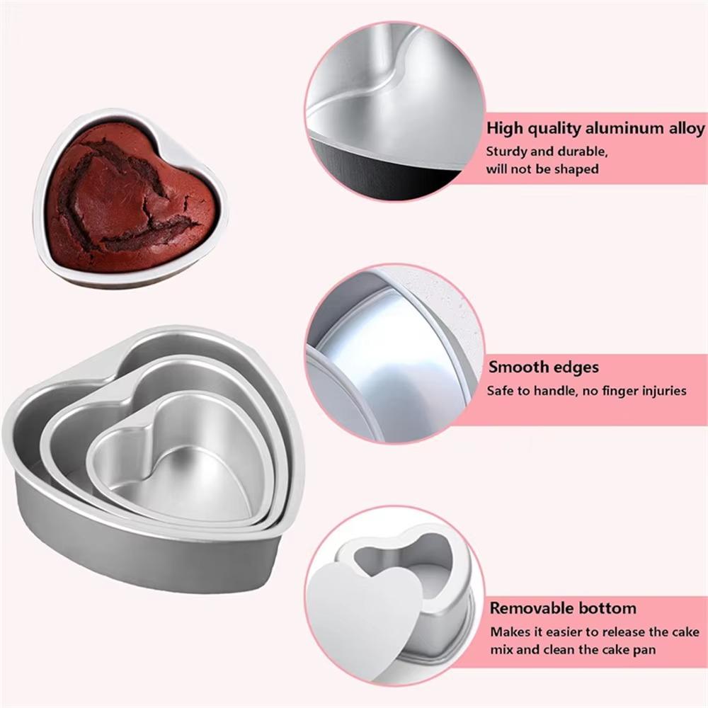 Removable Bottom Chocolate Cake mold Aluminum Zinc Zinc Alloy Metal Heart Cake Baking Pan  Mousse