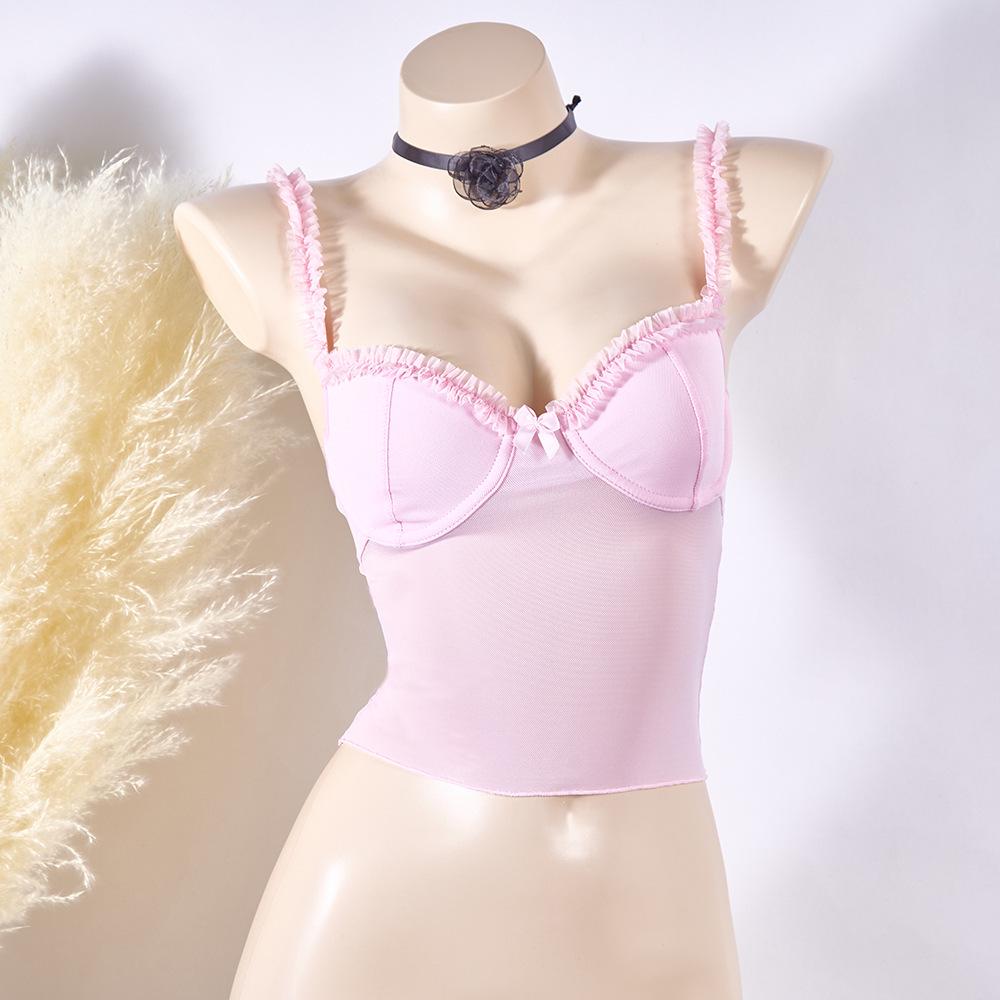 Summer Lace Underwire Camisole: Sexy, Sheer, Chest-Enhancing Vest